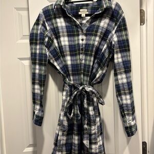 LL Bean Plaid Signature Camp Flannel Shirt Dress